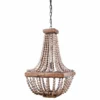 CREATIVE CO-OP Metal Framed Chandelier With Wood Bead Draping, Brown