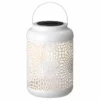 Glitzhome 8.75"H White Metal Cutout Solar Powered Lantern