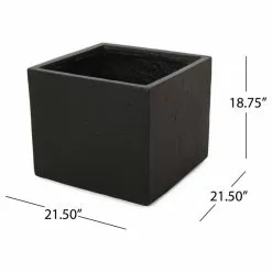 GDFStudio Felipe Outdoor Cast Stone Square Planter, Black, Large -Ceiling Lighting Shop fc4152720f9057a7 7589 w800 h800 b1 p0