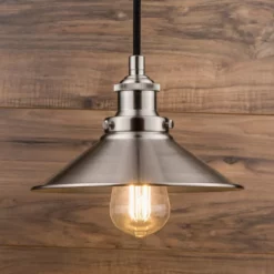 Linea Di Liara Andante Industrial Factory Pendant With LED Bulb, Brushed Nickel -Ceiling Lighting Shop fd8178cc0a0c9435 3814 w800 h800 b0 p0