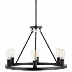 Kira Home Jericho 25" Rustic Farmhouse Wagon Wheel Chandelier, Round Kitchen