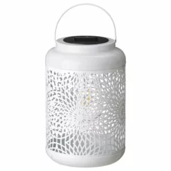 Glitzhome 8.75"H White Metal Cutout Solar Powered Lantern -Ceiling Lighting Shop fe31aa130224621d 3457 w800 h800 b1 p0