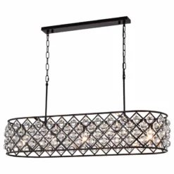 Edvivi Lighting Azha 5-Light Oil Rubbed Bronze Oval Chandelier With Crystal Spheres