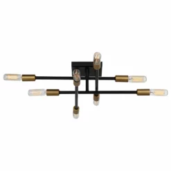 Savoy House 8-Light Semi-Flush Mount, Bronze And Brass