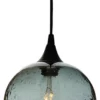 Bicycle Glass Co. Lunar Pendant No. 767, Gray Glass Shade, Matte Black Hardware