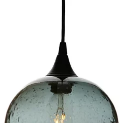 Bicycle Glass Co. Lunar Pendant No. 767, Gray Glass Shade, Matte Black Hardware