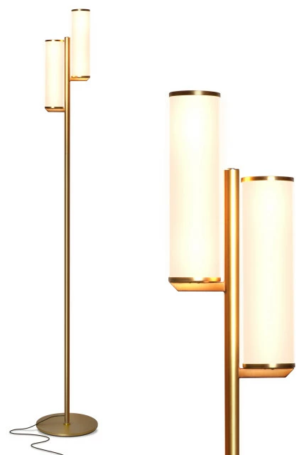 BRIGHTECH Gemini Mid Century Modern Two Light LED Floor Lamp For Living Room Antique Brass 1 BRIGHTECH Gemini Mid Century Modern Two Light LED Floor Lamp For Living Room Antique Brass