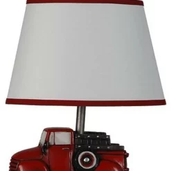 Lamps Per Se Truck Table Lamp With Shade, Antique Red