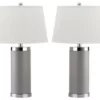 Safavieh Leather Column Table Lamps, Set Of 2, Gray