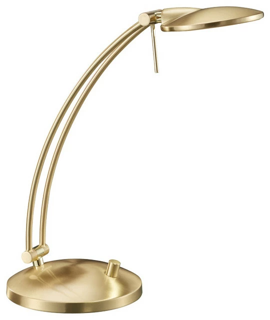 Arnsberg Dessau Arch LED Desk And Reading Lamp, Satin Brass 1 Arnsberg Dessau Arch LED Desk And Reading Lamp, Satin Brass