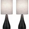 Joshua Marshal #2 Pack-Table Lamp, Brushed D.Brz/Linen Shade, E27 Cfl 13Wx2