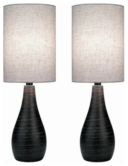 Joshua Marshal #2 Pack-Table Lamp, Brushed D.Brz/Linen Shade, E27 Cfl 13Wx2 1 Joshua Marshal #2 Pack-Table Lamp, Brushed D.Brz/Linen Shade, E27 Cfl 13Wx2