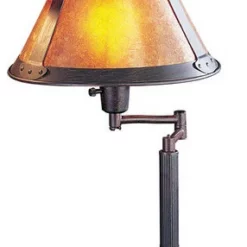 Cal Lighting 60W Swing Arm Mica Desk Lamp, Rust Finish, Mica Shade