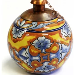Tierra Fina Talavera Style Table Top Torch, Hand Painted In Mexico, SEV3