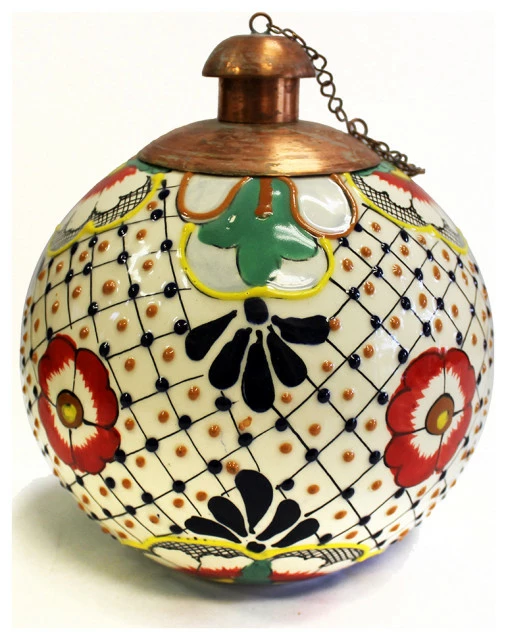 Tierra Fina Talavera Style Table Top Torch, Made In Mexico, Flora Del Sol 1 Tierra Fina Talavera Style Table Top Torch, Made In Mexico, Flora Del Sol