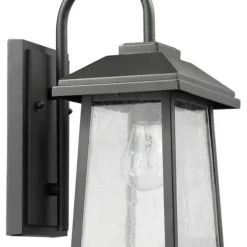 Edvivi Lighting Carina Textured Black Outdoor Wall Sconce Glass Lantern Light