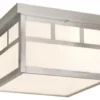 Vaxcel Mission Steel Square Outdoor Flush Mount Ceiling Light White Glass