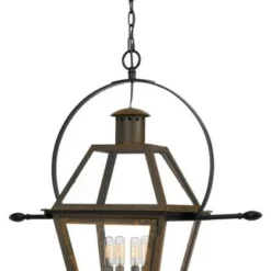 Bailey Street Home 4 Light Outdoor Hanging Lantern Industrial Bronze - Outdoor Ceiling And Hanging