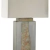 Bailey Street Home Grey-Natural Slate Outdoor Table Lamp Made Of Stone A Taupe-Clear Nylon Shade