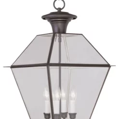 Livex Lighting Inc. Livex 2387-07 4-Light Bronze Outdoor Chain Lantern, Bronze