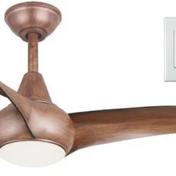Minka Aire Minka Light Wave 52" Ceiling Fan W/Remote & Wall Control Bundle-Distressed Koa