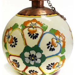 Tierra Fina Talavera Style Table Top Torch, Made In Mexico, Del Sol