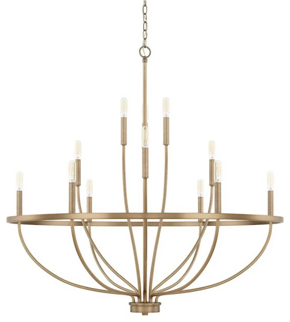 HomePlace By Capital Lighting Greyson 12 Light Chandelier, Aged Brass 1 HomePlace By Capital Lighting Greyson 12 Light Chandelier, Aged Brass