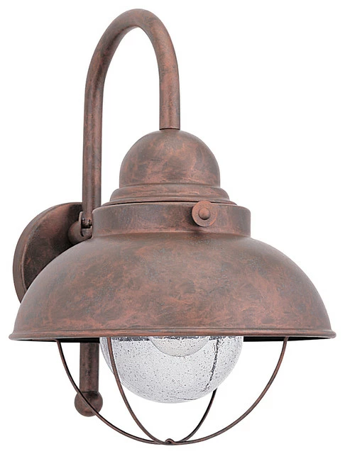 Sea Gull Lighting 1-Light Outdoor Lantern, Weathered Copper 1 Sea Gull Lighting 1-Light Outdoor Lantern, Weathered Copper