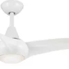 Minka Aire Light Wave 52" Ceiling Fan W/Remote & Wall Control Bundle - White