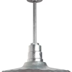 Steel Lighting Co. Retro Radial Barn Lighting Pendant With Rigid Stem, Galvanized, 16"