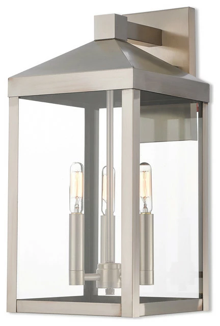Livex Lighting Inc. 3 Light Outdoor Wall Lantern, Brushed Nickel 1 Livex Lighting Inc. 3 Light Outdoor Wall Lantern, Brushed Nickel