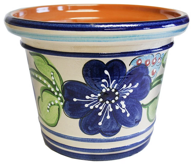 Tierra Fina Spanish Flower Pot 10.5" , Palmera Planter, 2 1 Tierra Fina Spanish Flower Pot 10.5" , Palmera Planter, 2