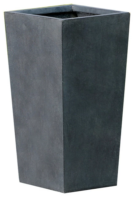 LuxenHome Gray MgO 24.2in. H Tall Tapered Planter 1 LuxenHome Gray MgO 24.2in. H Tall Tapered Planter