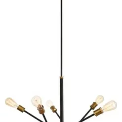 Elegant Living District Axel Collection Chandelier, Black/Brass