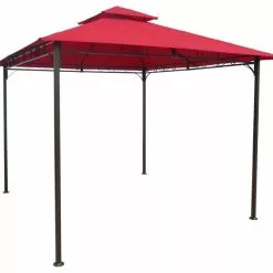International Caravan St. Kitts Vented Canopy Gazebo - Bronze/Ruby Red
