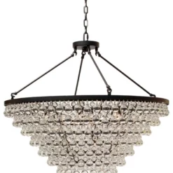 LightUpMyHome Celeste Tapered Glass Drop Crystal Chandelier, Black
