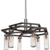 Toltec Lighting Salinda 6-Light Chandelier, Matte Black, Brushed Nickel, 2.5" Clear Bubble Glass