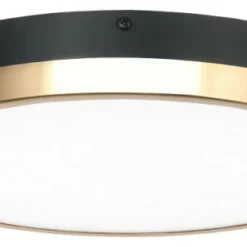 Matteo Lighting Tone Flush Mount, 1-Light, LED, Brass, Black & Aged Gold Brass, 12"W
