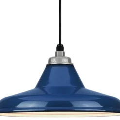 Baselite Warehouse Pendant, Navy Blue/Galvanized