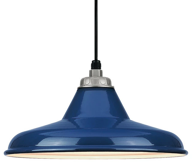 Baselite Warehouse Pendant, Navy Blue/Galvanized 1 Baselite Warehouse Pendant, Navy Blue/Galvanized