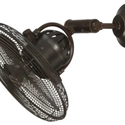 14" Aged Bronze Cage Wall Fan W/ Adjustable Arm - Craftmade Bellows IV BW414AG3