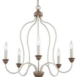 Feiss 5-Light Chandelier, Chalk Washed / Beachwood