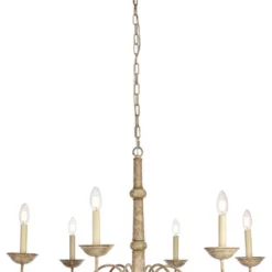 Elegant Furniture & Lighting Living District Merritt 6-Light Transitional Metal Chandelier In Weathered Dove