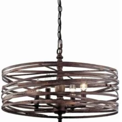 Crystal Chandeliers 4-Light Strap Cage Chandelier - Weathered Iron