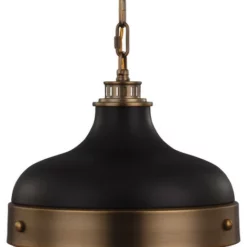Feiss 2-Light Pendant, Dark Brass / Matte Black