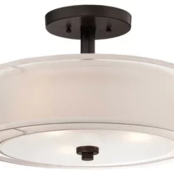 Minka Aire Minka Lavery 4107 Parsons Studio 3 Light 15"W Semi-Flush Drum - Smoked Iron
