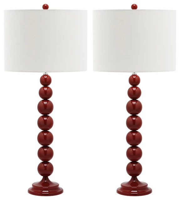 Safavieh Jenna Stacked Ball Lamps, Set Of 2, Red 1 Safavieh Jenna Stacked Ball Lamps, Set Of 2, Red